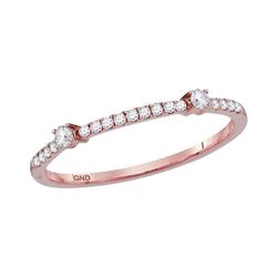 1/6 CTW Round Diamond Single Row Stackable Ring 10kt Rose Gold - REF-13X2T