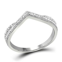 1/8 CTW Round Diamond Chevron Ring 10kt White Gold - REF-15A5N