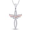 Image 1 : 1/5 CTW Round Diamond Angel Cross Pendant 10kt Two-tone Gold - REF-15M5A