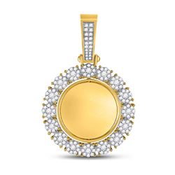 2 CTW Mens Round Diamond Circle Cluster Picture Memory Pendant 10kt Yellow Gold - REF-149A9N