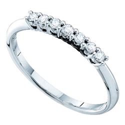 1/5 CTW Round Pave-set Diamond Slender Wedding Ring 14kt White Gold - REF-18T3K