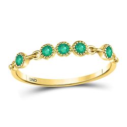 1/20 CTW Round Emerald Dot Stackable Ring 10kt Yellow Gold - REF-10W8F