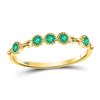Image 1 : 1/20 CTW Round Emerald Dot Stackable Ring 10kt Yellow Gold - REF-10W8F