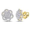 Image 1 : 3/8 CTW Round Diamond Pinwheel Cluster Earrings 10kt Yellow Gold - REF-30K3R