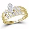 Image 2 : 1/10 CTW Diamond Marquise-shape Cluster Bridal Wedding Trio Mens Ring 10kt Yellow Gold - REF-27Y5X