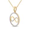 Image 2 : 1/4 CTW Round Diamond Infinity Circle Pendant 10kt Yellow Gold - REF-14K4R