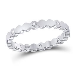 1/12 CTW Round Diamond Machine-Set Ring 14kt White Gold - REF-18N3Y