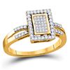 Image 1 : 1/3 CTW Round Diamond Rectangle Frame Cluster Ring 10kt Yellow Gold - REF-20N3Y