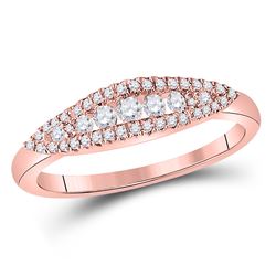 3/8 CTW Round Diamond Modern Anniversary Ring 14kt Rose Gold - REF-37Y5X
