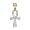 Image 1 : 1 CTW Mens Round Diamond Ankh Flared Cross Charm Pendant 10kt Yellow Gold - REF-63X5T