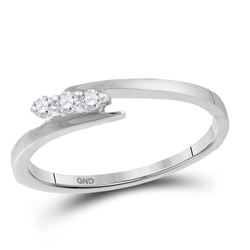 1/10 CTW Round Diamond 3-stone Promise Bridal Engagement Ring 10kt White Gold - REF-11K9R