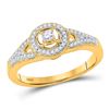 Image 1 : 1/4 CTW Round Diamond Encircled Solitaire Milgrain Promise Bridal Ring 10kt Yellow Gold - REF-24F3M
