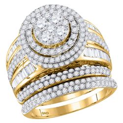 2 & 1/2 CTW Round Diamond Cluster Bridal Wedding Engagement Ring 14kt Yellow Gold - REF-201X6T