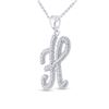 Image 2 : 1/5 CTW Round Diamond Cursive Letter H Pendant 10kt White Gold - REF-14R4H