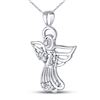 Image 2 : 1/10 CTW Round Diamond Guardian Angel Pendant 10kt White Gold - REF-7Y8X
