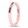 Image 3 : 1/6 CTW Round Blue Sapphire Flourished Stackable Ring 10kt Rose Gold - REF-11T9K