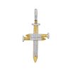 Image 1 : 3/4 CTW Mens Round Diamond 3 Nail Cross Charm Pendant 10kt Yellow Gold - REF-57N3Y