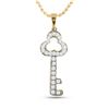 Image 1 : 1/6 CTW Round Diamond Trefoil Key Pendant 10kt Yellow Gold - REF-7M5A