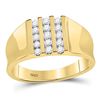 Image 1 : 1/4 CTW Mens Round Channel-set Diamond Triple Row Wedding Ring 10kt Yellow Gold - REF-24R3H