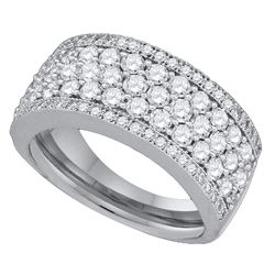 1 & 5/8 CTW Round Diamond Ring 14kt White Gold - REF-120M3A