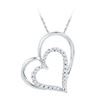 Image 1 : 1/8 CTW Round Diamond Double Heart Outline Pendant 10kt White Gold - REF-9Y6X