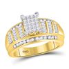 Image 1 : 7/8 CTW Princess Diamond Cluster Bridal Wedding Engagement Ring 10kt Yellow Gold - REF-47Y9X