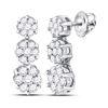Image 1 : 1 CTW Round Diamond Triple Vertical Flower Cluster Earrings 14kt White Gold - REF-65W9F
