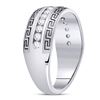 Image 3 : 1/2 CTW Mens Round Diamond Greek Key Single Row Wedding Ring 14kt White Gold - REF-71F9M