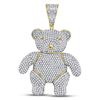 Image 1 : 3 & 1/5 CTW Mens Round Diamond Teddy Bear Charm Pendant 10kt Yellow Gold - REF-149F9M