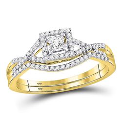 1/3 CTW Princess Diamond Bridal Wedding Engagement Ring 14kt Yellow Gold - REF-41W9F