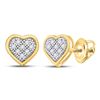 Image 1 : 1/20 CTW Round Diamond Heart Earrings 10kt Yellow Gold - REF-7K8R