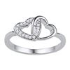 Image 1 : 1/12 CTW Round Diamond Double Locked Heart Ring 10kt White Gold - REF-13A2N