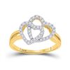 Image 1 : 1/4 CTW Round Diamond Double Heart Ring 14kt Yellow Gold - REF-33H6W