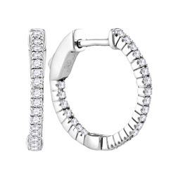 1/3 CTW Round Diamond Single Row Hoop Earrings 14kt White Gold - REF-51F5M