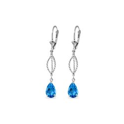 Genuine 3 ctw Blue Topaz Earrings 14KT White Gold - REF-45A5K