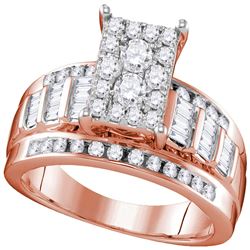 7/8 CTW Round Diamond Cluster Bridal Wedding Engagement Ring 10kt Rose Gold - REF-55H5W