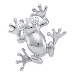 0.02 CTW Round Bezel-set Diamond Frog Eyes Pendant 10kt White Gold - REF-9A3N