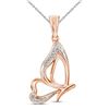 Image 1 : 0.03 CTW Round Diamond Butterfly Bug Pendant 10kt Rose Gold - REF-8M4A