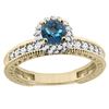 Image 1 : 0.91 CTW London Blue Topaz & Diamond Ring 14K Yellow Gold - REF-66M2K
