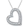 Image 1 : 1/8 CTW Round Diamond Heart Pendant 10kt White Gold - REF-8A4N