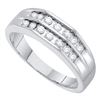 Image 1 : 1/2 CTW Mens Round Diamond Double Row Flat Surface Wedding Ring 10kt White Gold - REF-39N6Y