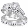 Image 1 : 1 & 5/8 CTW His & Hers Round Diamond Solitaire Matching Bridal Wedding Ring 10kt White Gold - REF-13