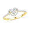 Image 1 : 1/3 CTW Round Diamond Slender Framed Heart Cluster Ring 10kt Yellow Gold - REF-20W3F