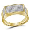 Image 1 : 1/3 CTW Mens Round Diamond Rectangle Cluster Ring 10kt Yellow Gold - REF-41H9W