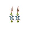 Image 1 : Genuine 5.32 ctw Blue Topaz & Peridot Earrings 14KT Rose Gold - REF-50A3K