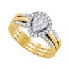 Image 1 : 1/2 CTW Diamond Teardrop Cluster Bridal Wedding Engagement Ring 10kt Yellow Gold - REF-51M3A