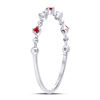 Image 3 : 1/20 CTW Round Ruby Diamond Beaded Stackable Ring 10kt White Gold - REF-9R3H
