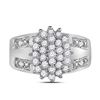 Image 2 : 1/2 CTW Round Diamond Oval Cluster Ring 14kt White Gold - REF-35T9K
