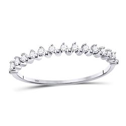 1/8 CTW Round Diamond Stackable Ring 10kt White Gold - REF-10N2Y
