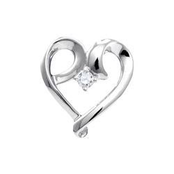 1/20 CTW Round Diamond Solitaire Heart Pendant 10kt White Gold - REF-8X4T